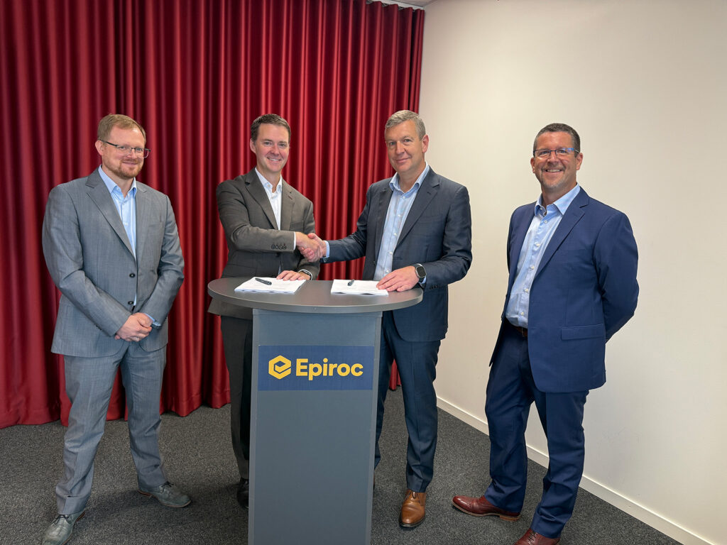 Pictured (left to right): Floris Timmers, Epiroc; Martin Hjerpe, Epiroc; Joe Purcell, Mincon; Tom Purcell, Mincon.
