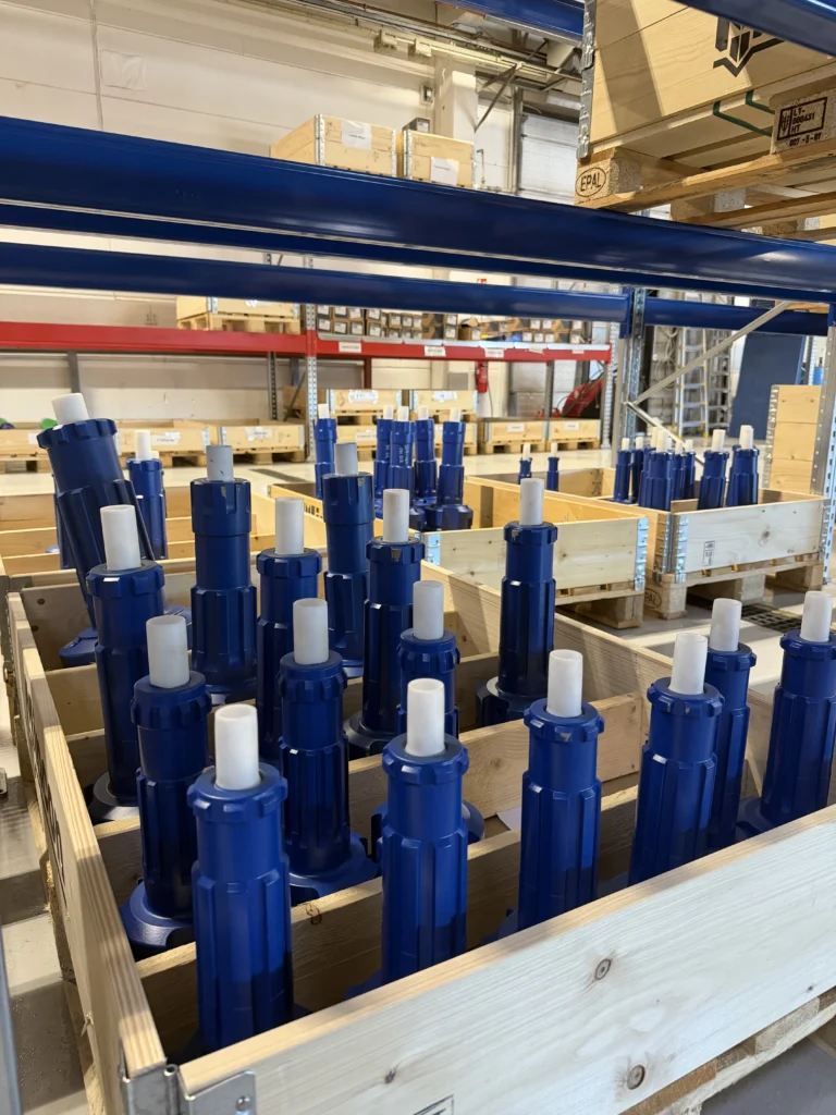 Mincon branded crates stocked in the warehouse at the new Mincon Norway