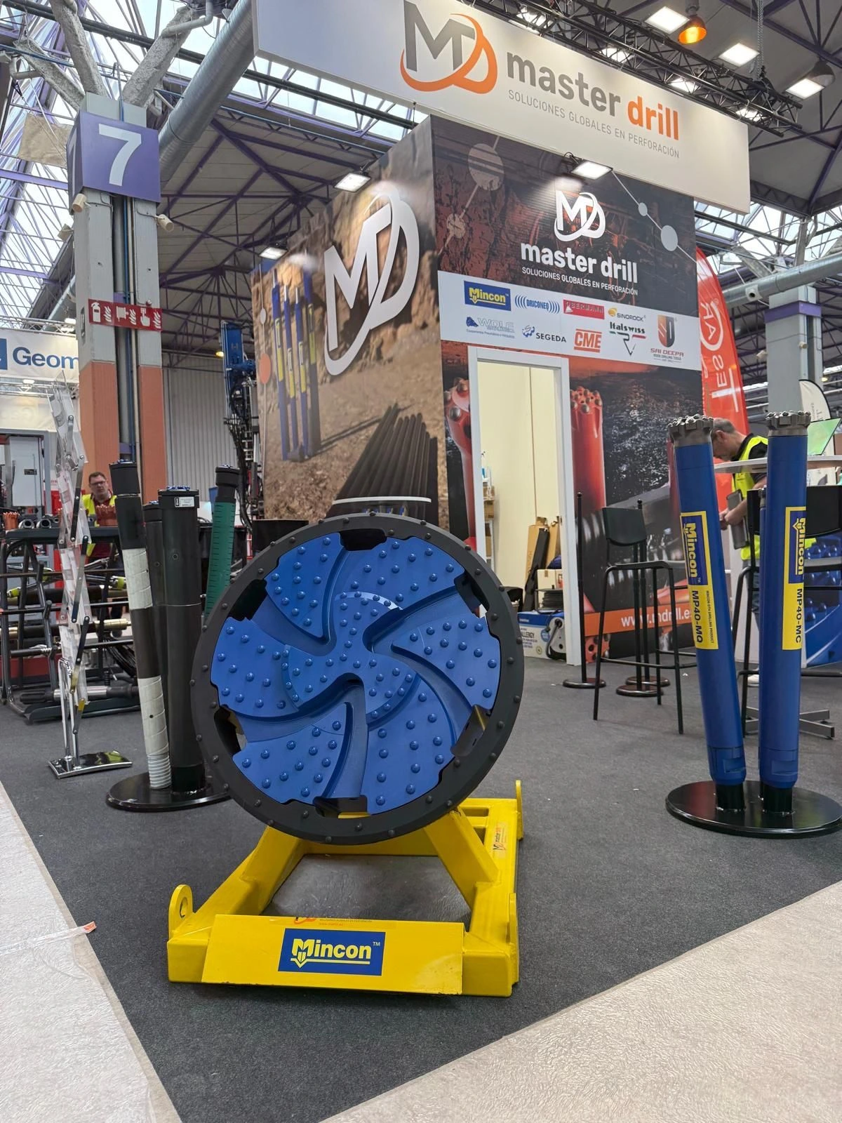 Mincon SpiralFlush and MP40 DTH hammers on display at SMOPYC Zaragoza on the Master Drill stand